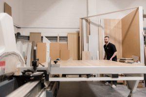 Bespoke fitted wardrobe being installed by the Harmony fitting team in Hampshire